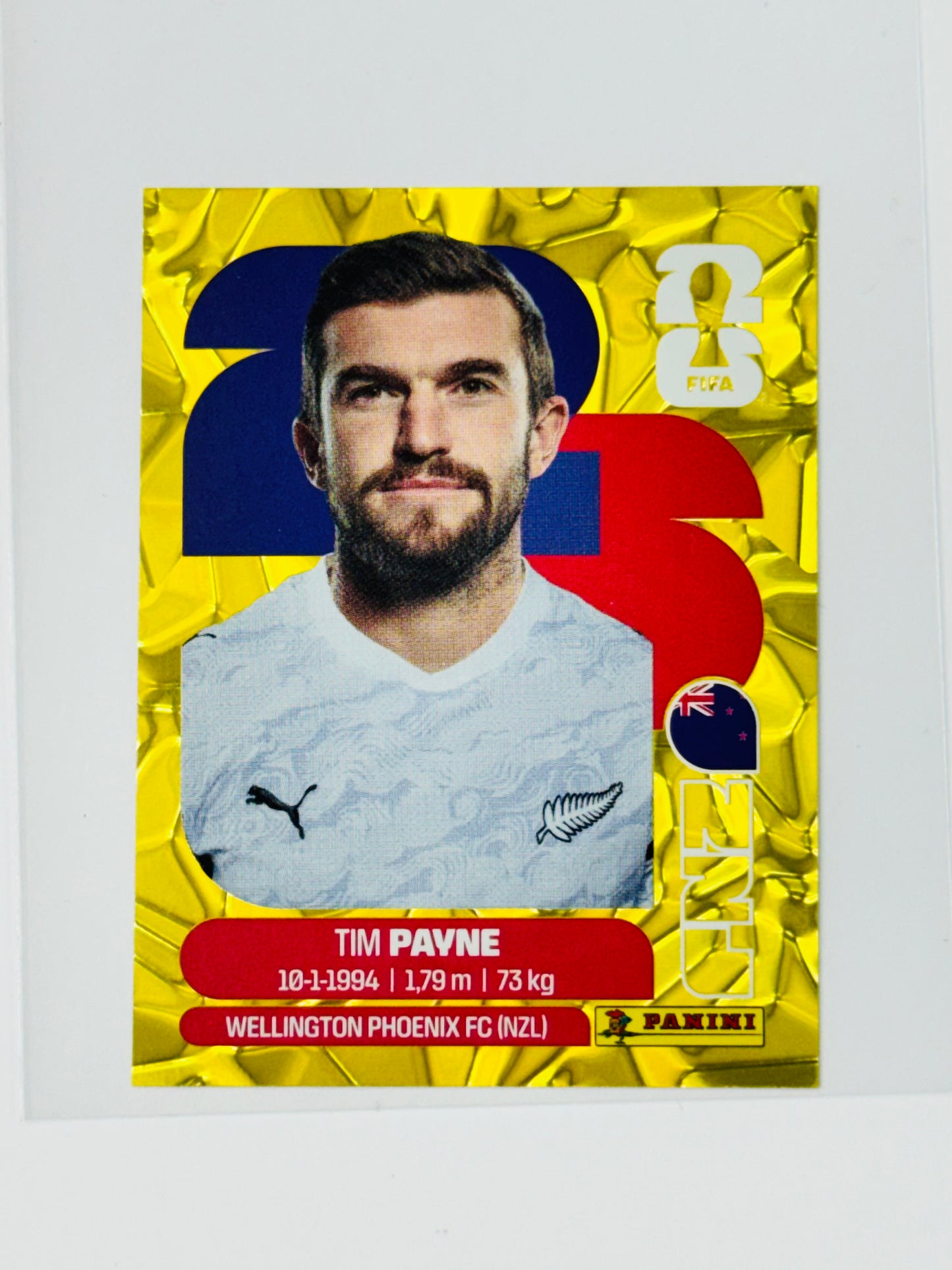Panini FIFA World Cup 2026 Official Sticker Collection Online Exclusive NZL6 Tim Payne Gold Crumple