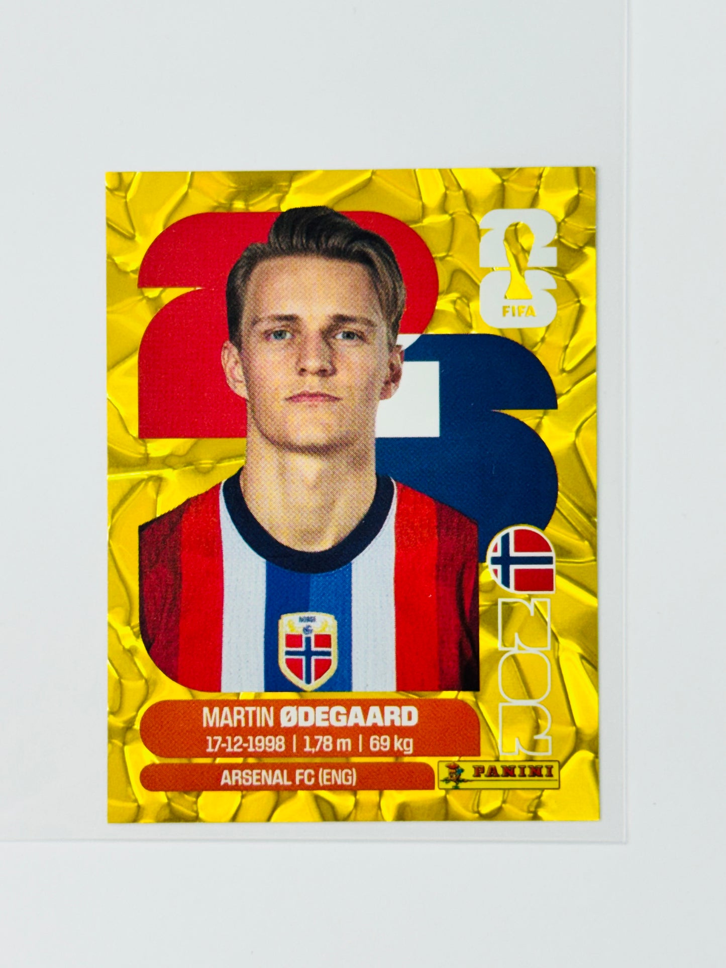 Panini FIFA World Cup 2026 Official Sticker Collection Online Exclusive NOR10 Martin Odegaard Gold Crumple