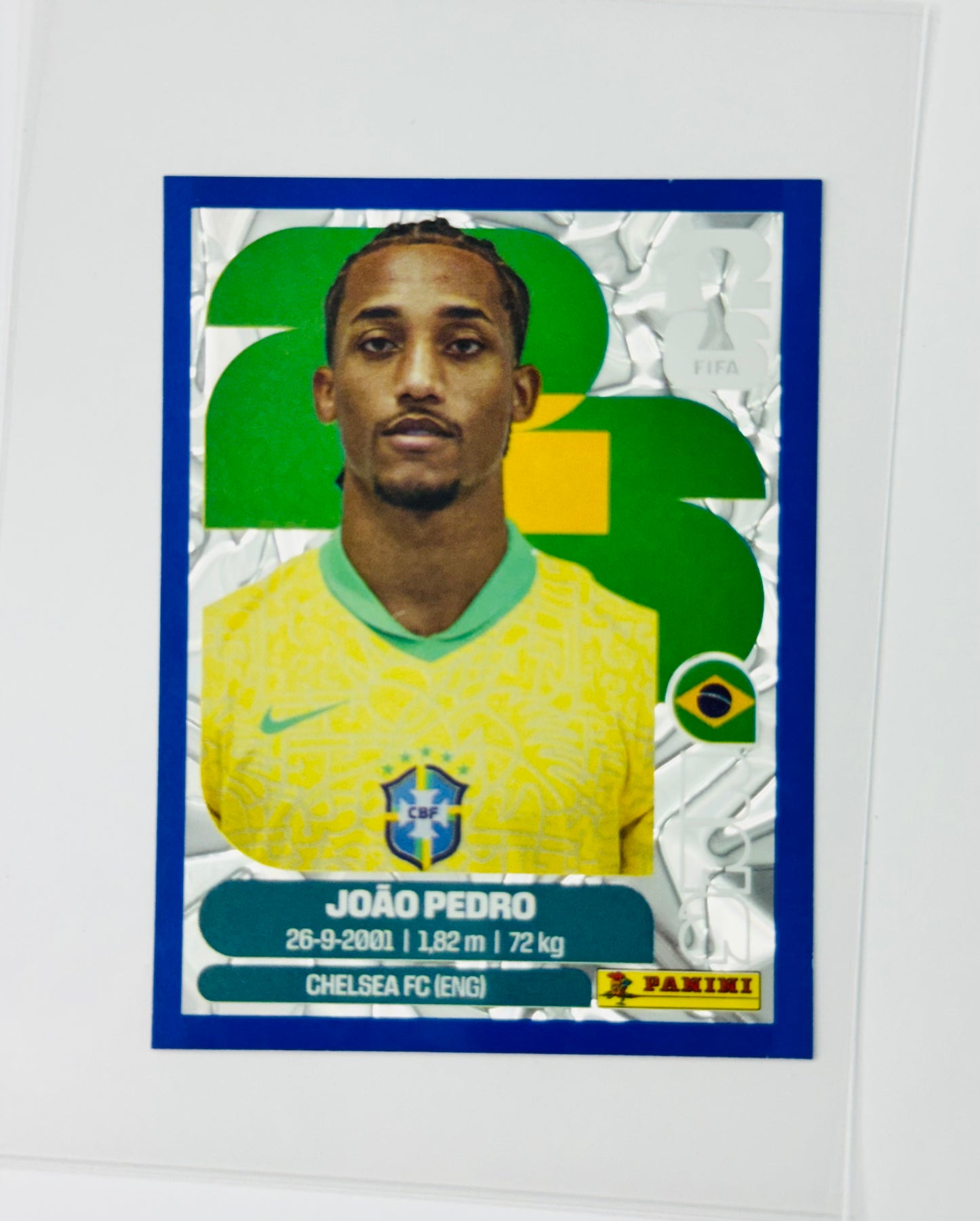 Panini FIFA World Cup 2026 Official Sticker Collection Online Exclusive BRA16 Joao Pedro Blue Crumple