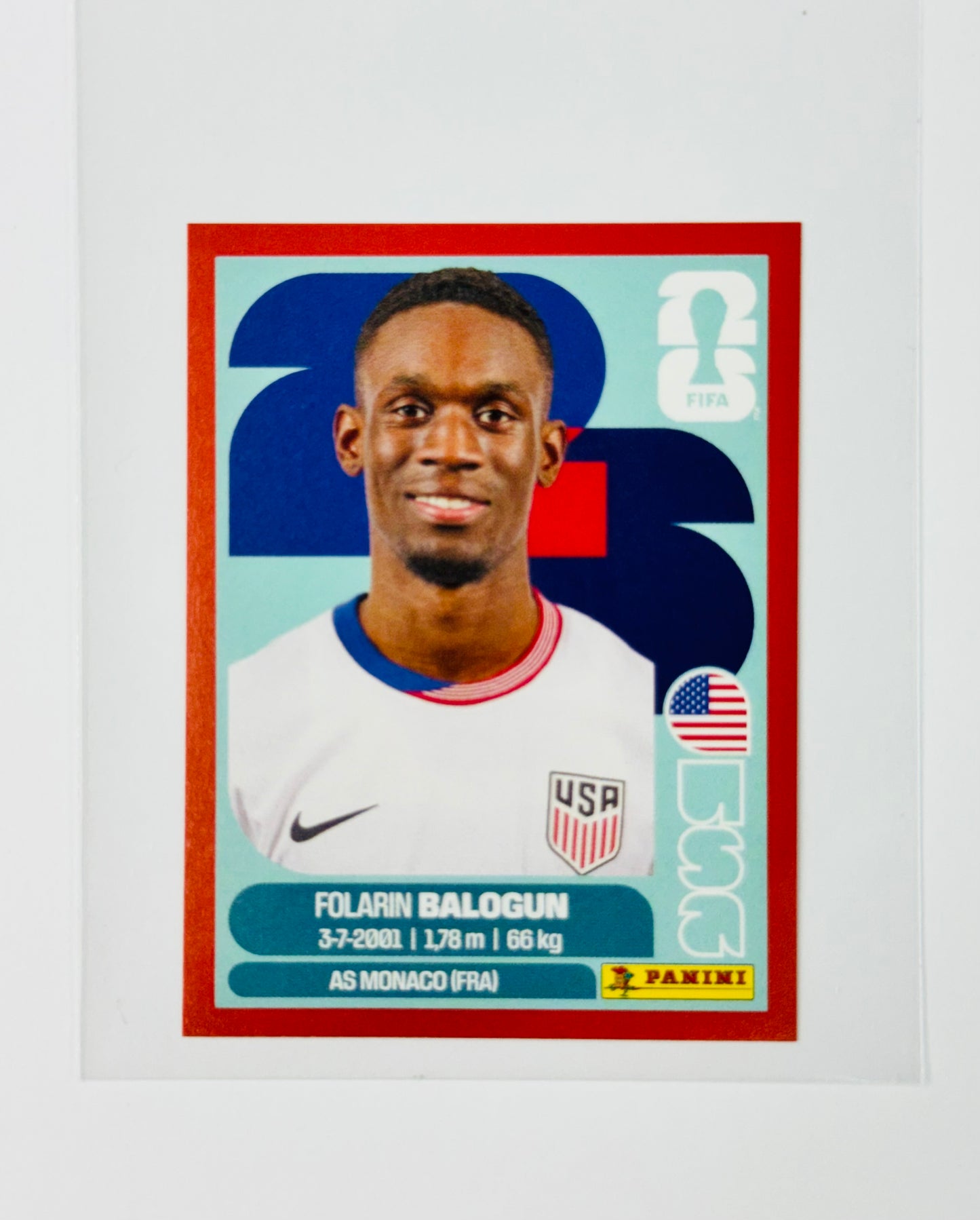 Panini FIFA World Cup 2026 Official Sticker Collection USA20 Folarin Balogun Red Parallels